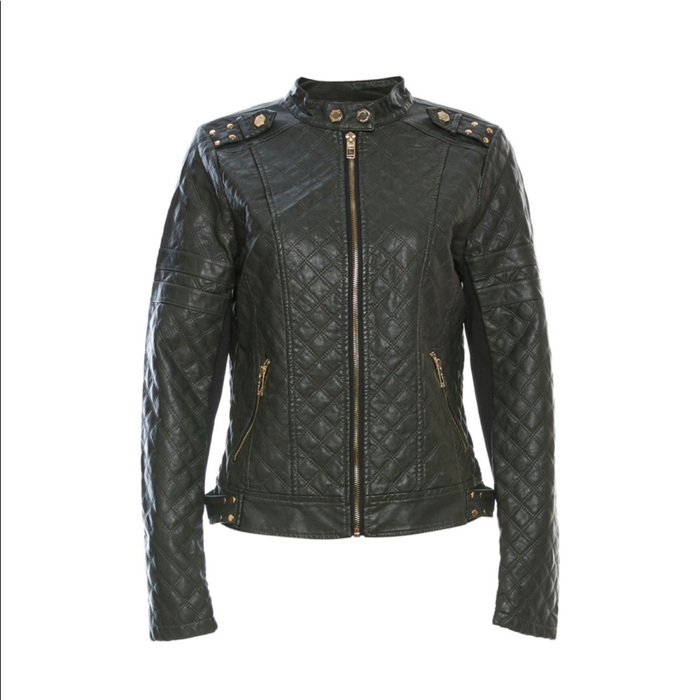 Coffeeshop DARK GREEN Leather Jacket - LARGE
